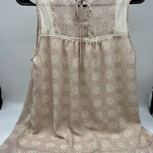 Doe & Rae boho sleeveless cream sheer top - beautiful flowey top!